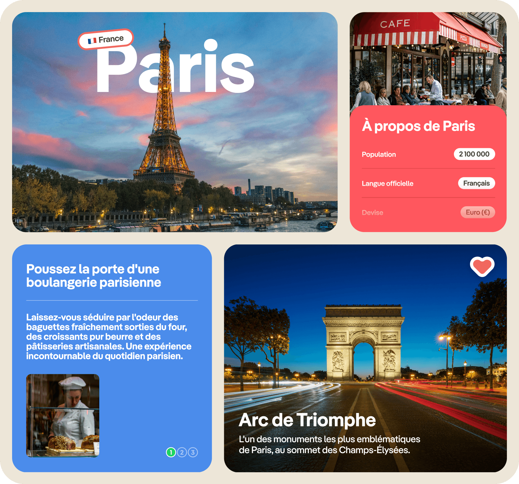 Aperçu du City Hub de Paris avec monuments et expériences locales